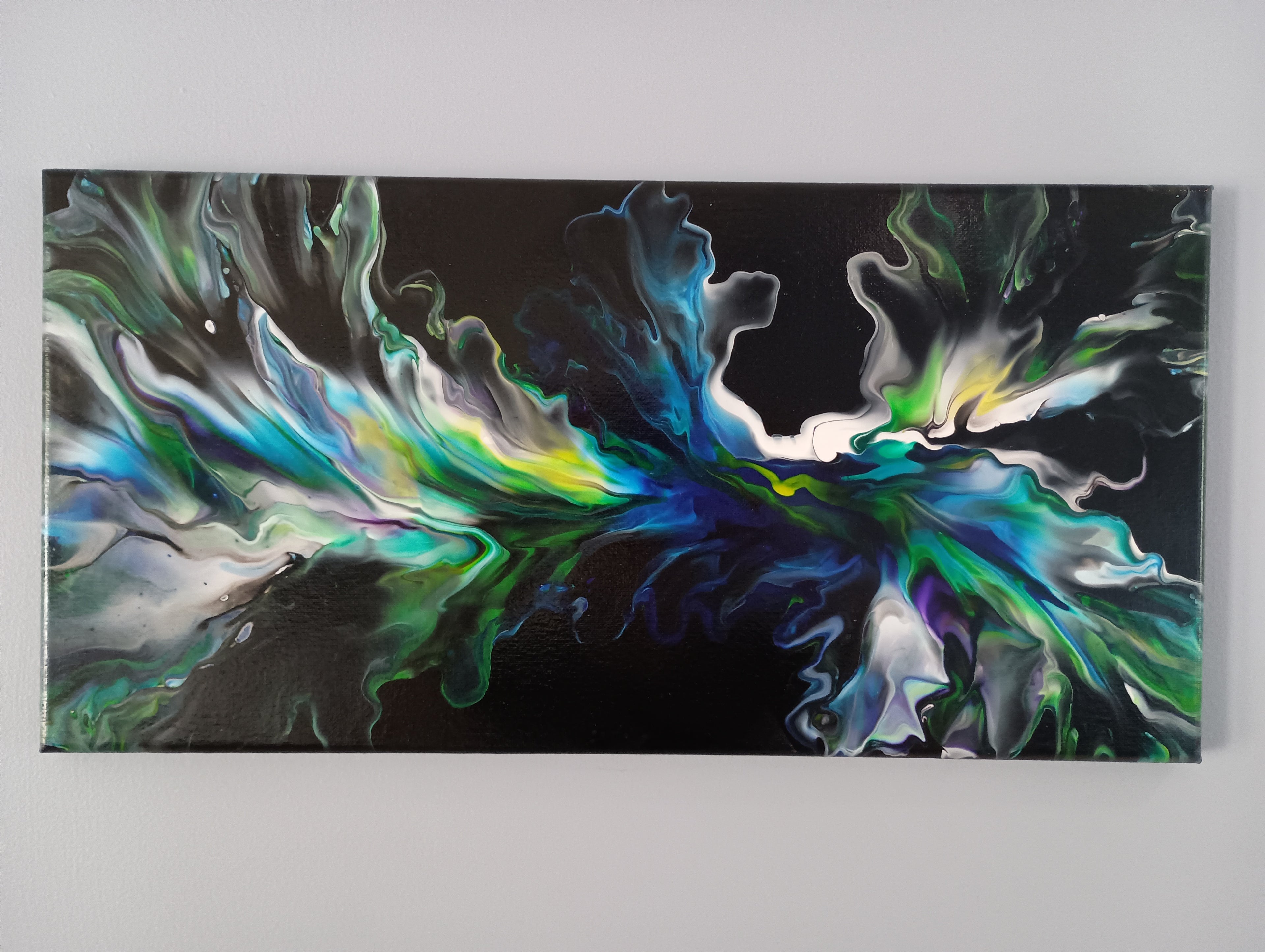 Emerald Flow - 10x20" Acrylic Pour Painting