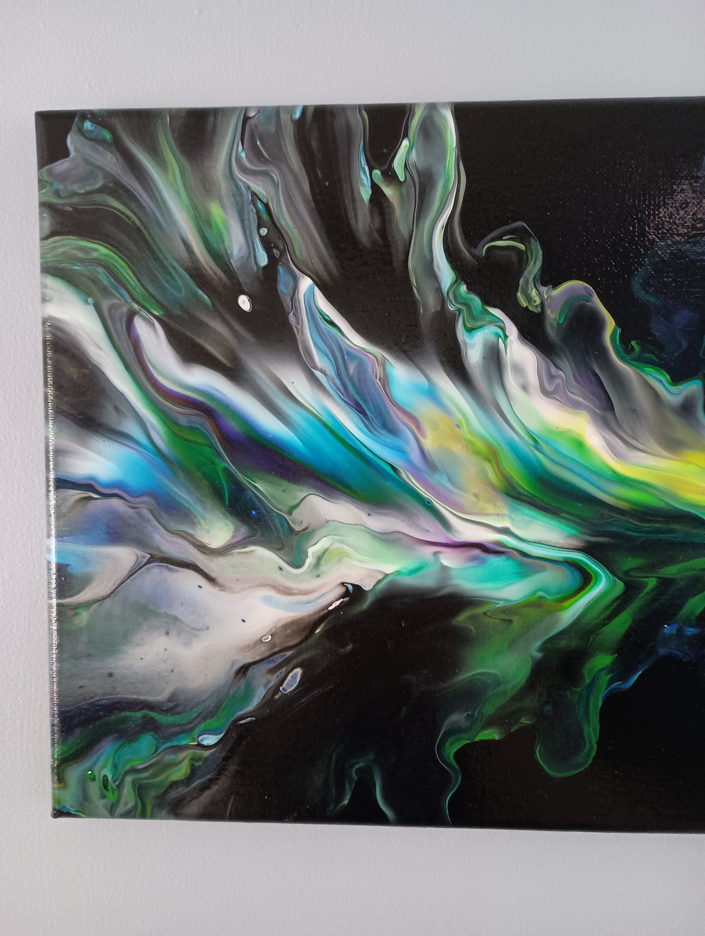 Emerald Flow - 10x20" Acrylic Pour Painting