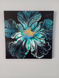 Teal Bloom - 12x12" Acrylic Pour Painting