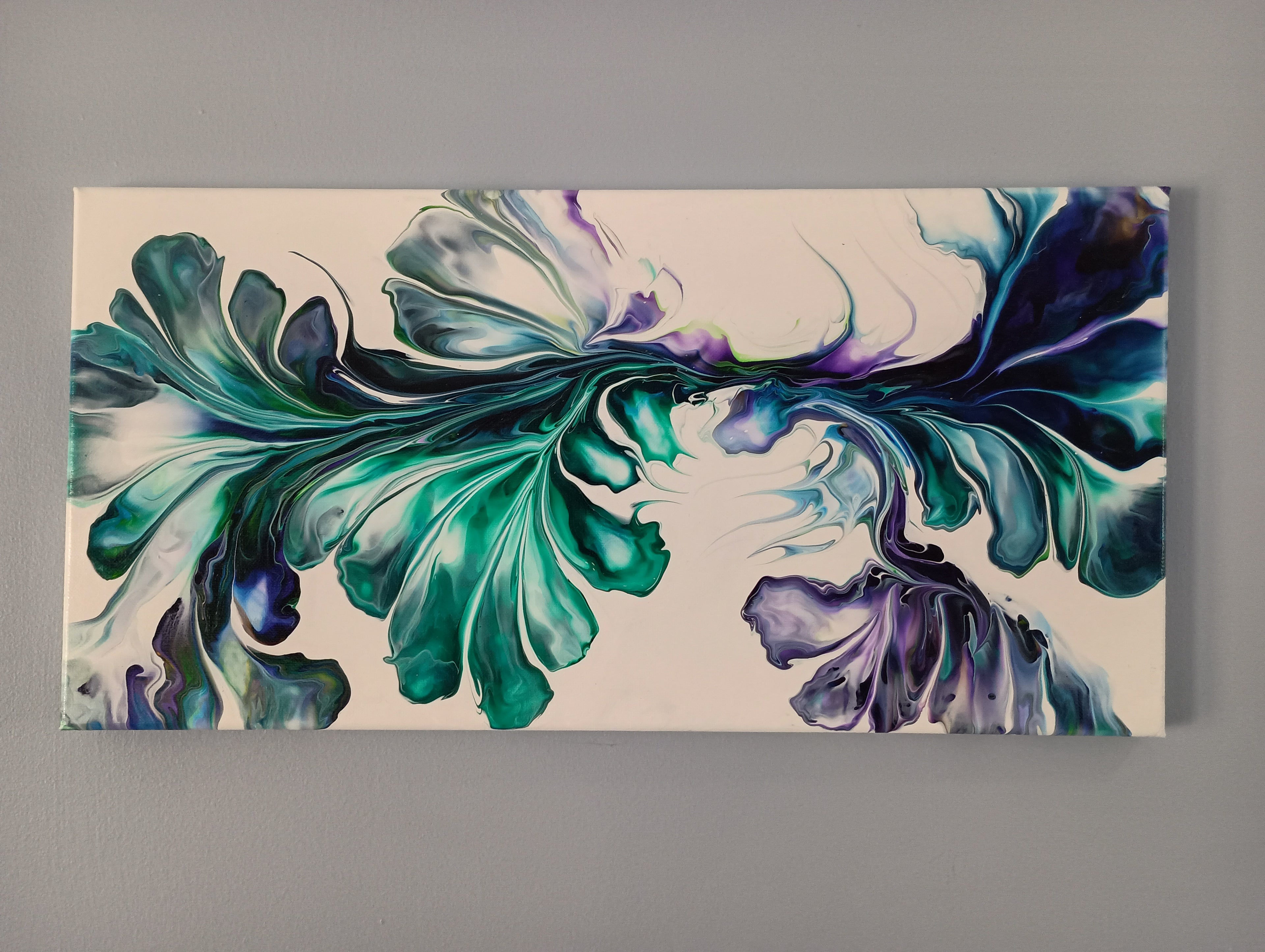 Botanical Reverie - 10x20" Acrylic Pour Painting