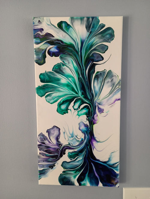 Botanical Reverie - 10x20" Acrylic Pour Painting