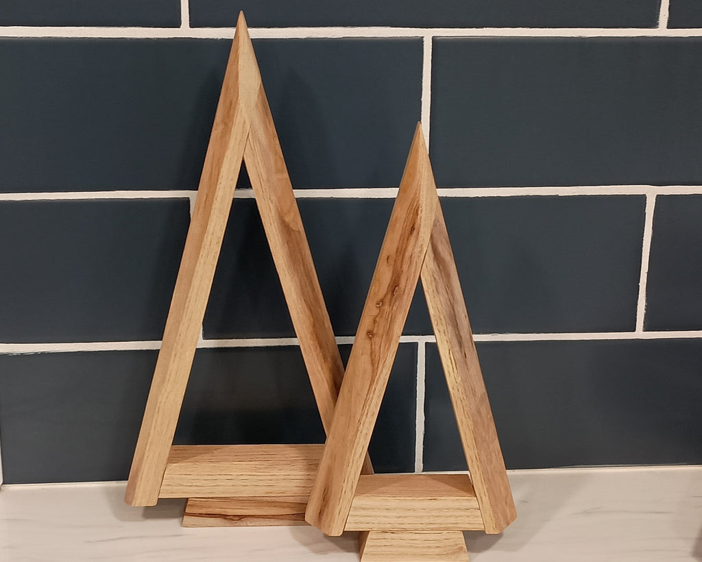 Minimalist Reclaimed Red Oak Christmas Tree Set with Live Edge