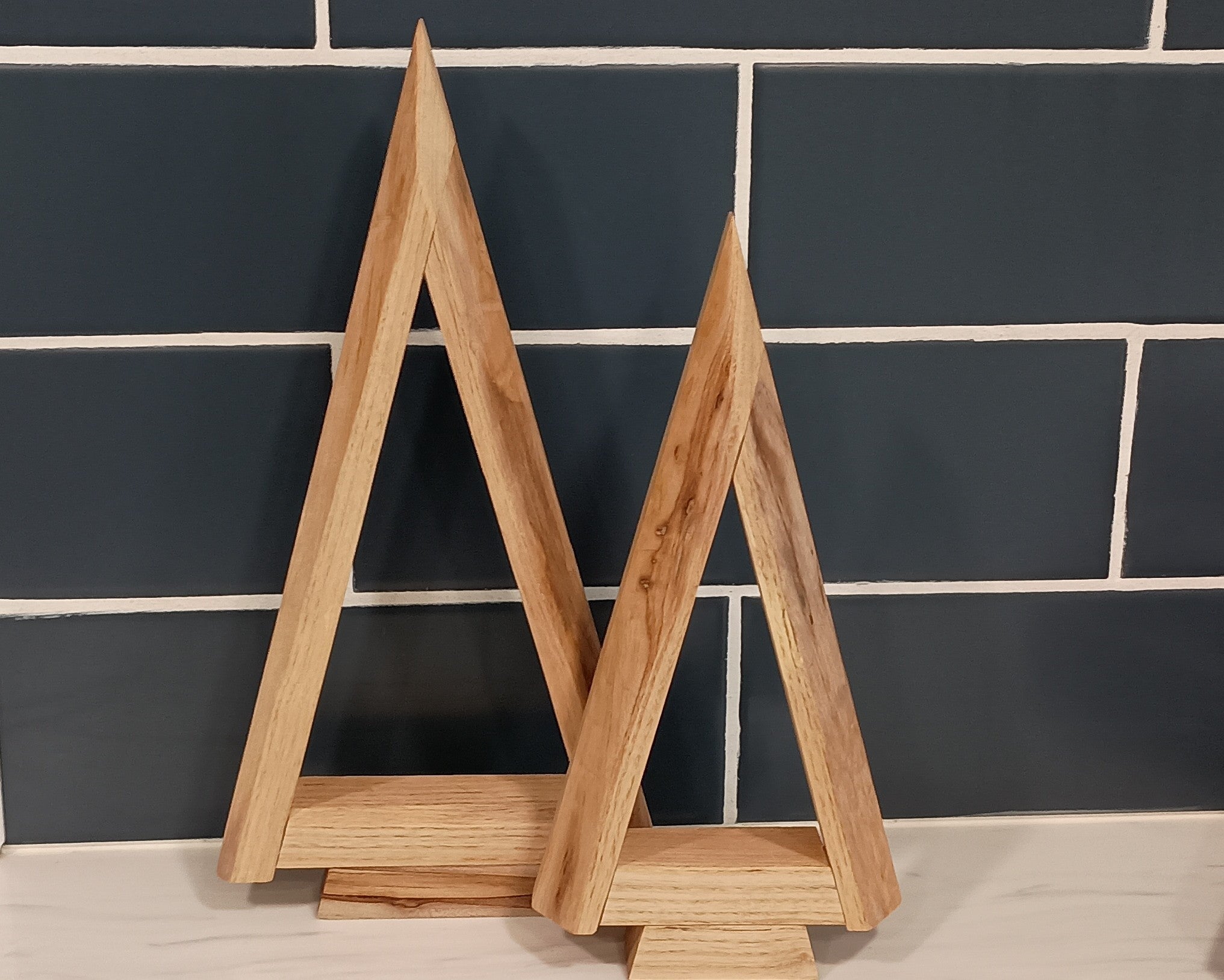 Minimalist Reclaimed Red Oak Christmas Tree Set with Live Edge