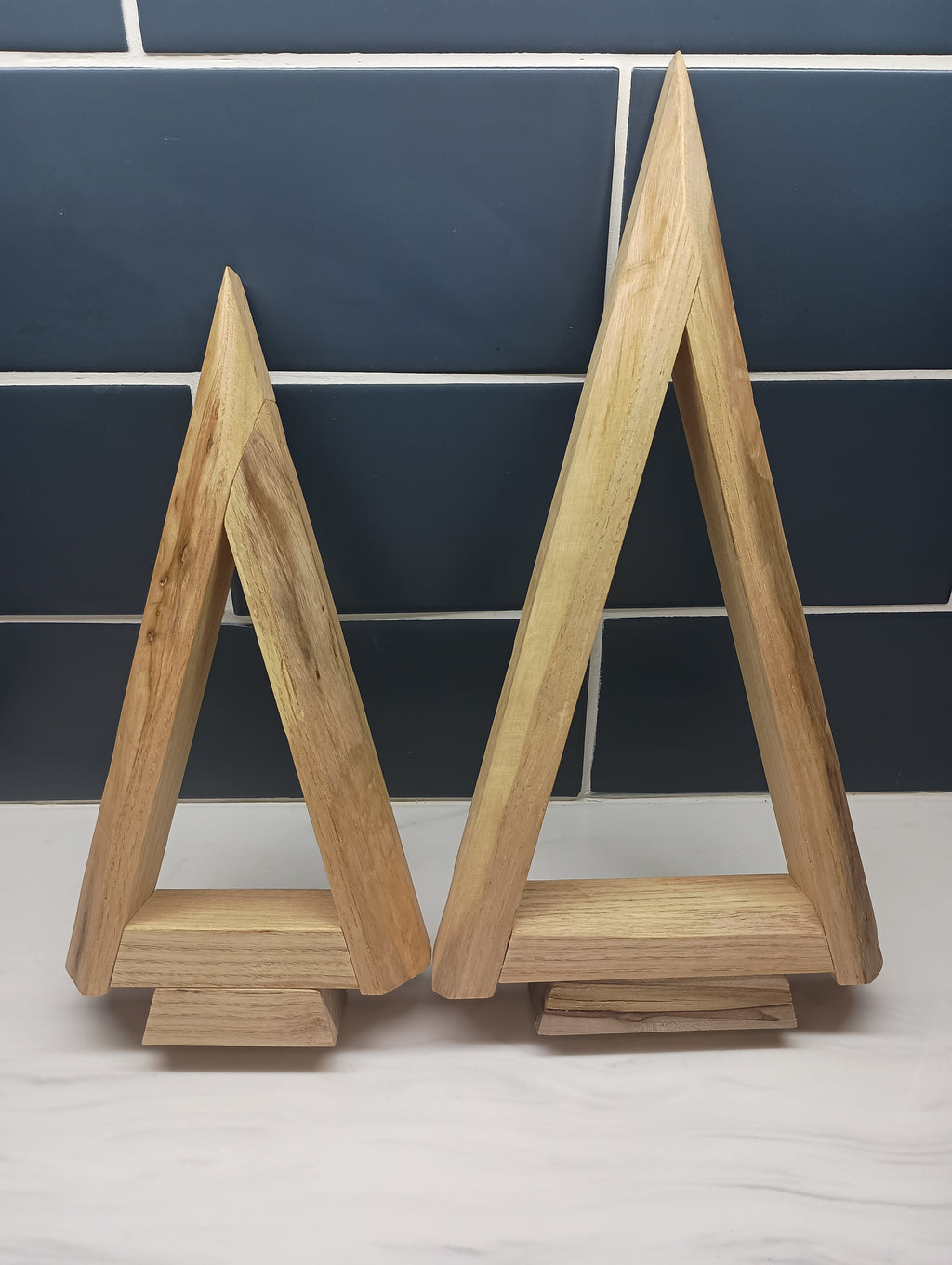 Minimalist Reclaimed Red Oak Christmas Tree Set with Live Edge