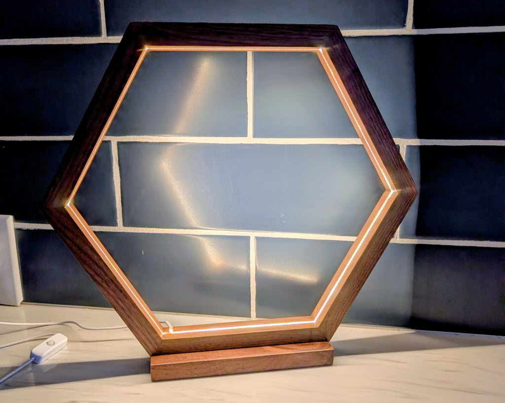 Hexagon Walnut Lamp