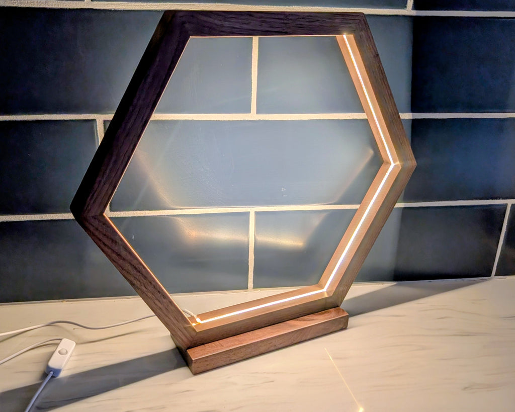 Hexagon Walnut Lamp